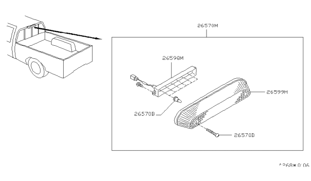 1996 Nissan Hardbody Pickup (D21U) Stop Lamp Assembly Diagram for 26590-3B300