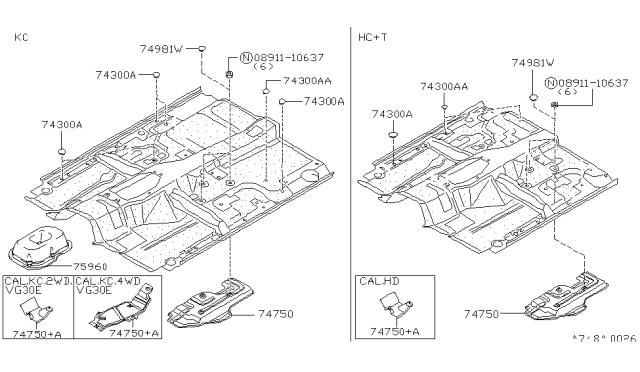 1995 Nissan Hardbody Pickup (D21U) Floor Fitting Diagram 3