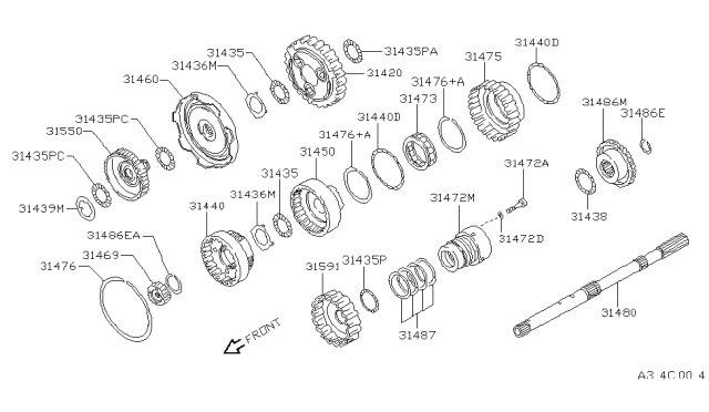 1995 Nissan Hardbody Pickup (D21U) Governor,Power Train & Planetary Gear Diagram 2