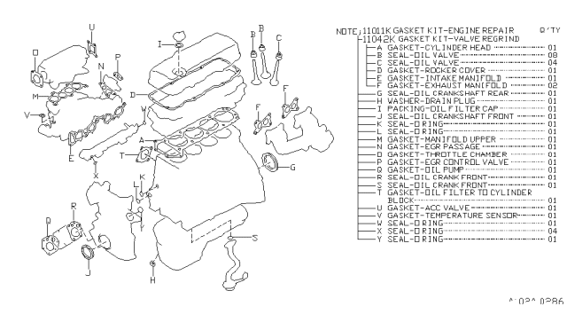 1995 Nissan Hardbody Pickup (D21U) Gasket Kit-Engine Diagram for 10101-0S325