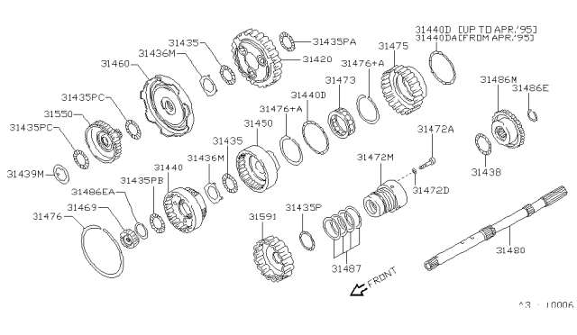 1995 Nissan Hardbody Pickup (D21U) Governor,Power Train & Planetary Gear Diagram 1