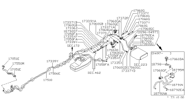 1996 Nissan Hardbody Pickup (D21U) Fuel Piping Diagram 8