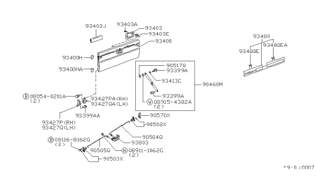 1995 Nissan Hardbody Pickup (D21U) Hinge Assy-Rear Gate,RH Diagram for 93470-01G30