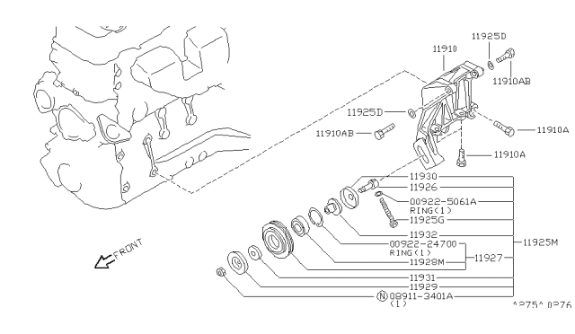 1996 Nissan Hardbody Pickup (D21U) Shaft Diagram for 11928-86G01