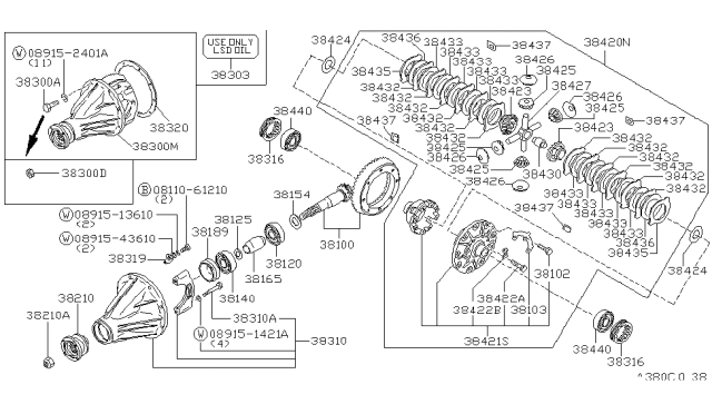 1997 Nissan Hardbody Pickup (D21U) Final Drive Assembly,W/EAL Sensor Diagram for 38301-G7379