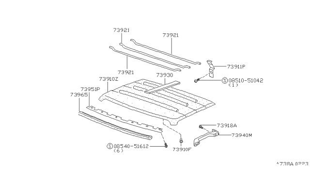 1997 Nissan Hardbody Pickup (D21U) Roof Trimming Diagram 2