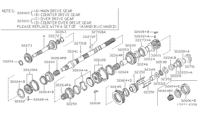 1995 Nissan Hardbody Pickup (D21U) Shaft-Main Diagram for 32241-80G01