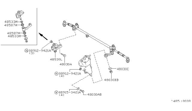 1997 Nissan Hardbody Pickup (D21U) Steering Linkage Diagram 4