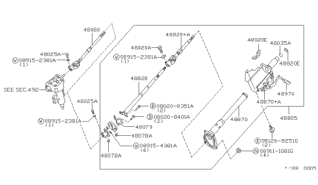 1996 Nissan Hardbody Pickup (D21U) Steering Column Diagram 4