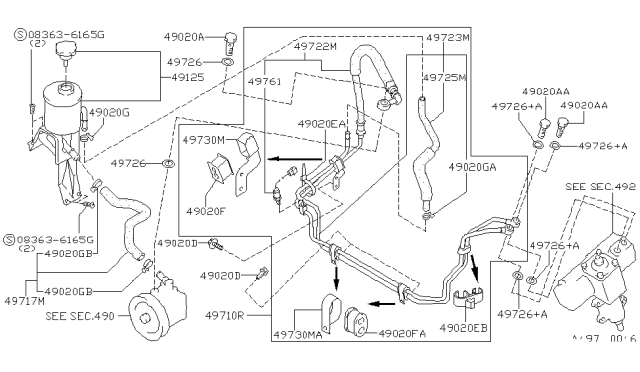 1997 Nissan Hardbody Pickup (D21U) Power Steering Piping Diagram 4