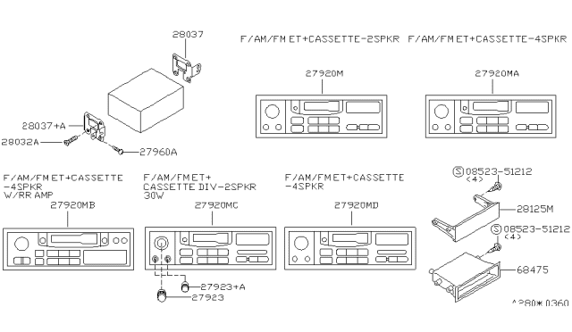 1996 Nissan Hardbody Pickup (D21U) Radio Knob Diagram for 28044-2B500