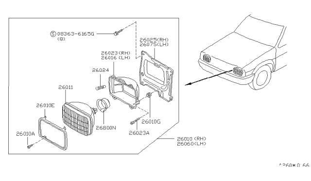 1996 Nissan Hardbody Pickup (D21U) Headlamp Diagram