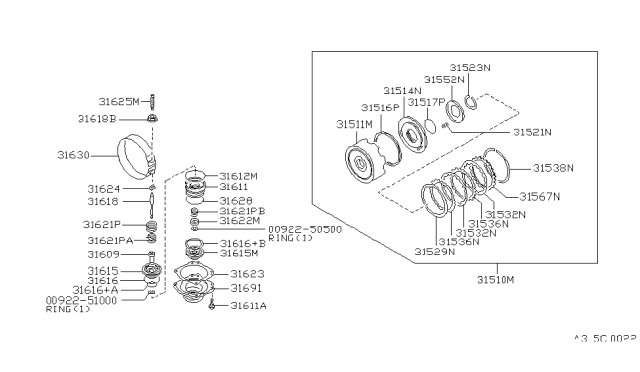 1995 Nissan Hardbody Pickup (D21U) Clutch & Band Servo Diagram 6