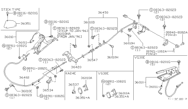 1997 Nissan Hardbody Pickup (D21U) Parking Brake Control Diagram 2