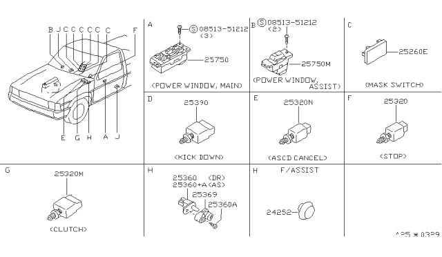 1997 Nissan Hardbody Pickup (D21U) Switch Diagram 1