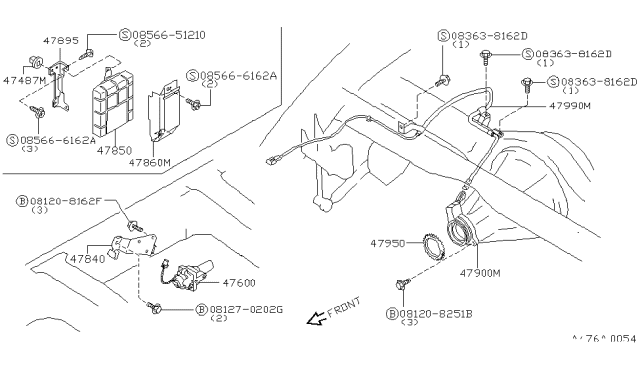 1997 Nissan Hardbody Pickup (D21U) Harness-Sensor,Rear Diagram for 47990-8B010