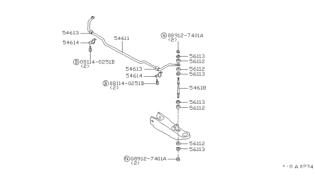 1995 Nissan Hardbody Pickup (D21U) Front Suspension Diagram 1