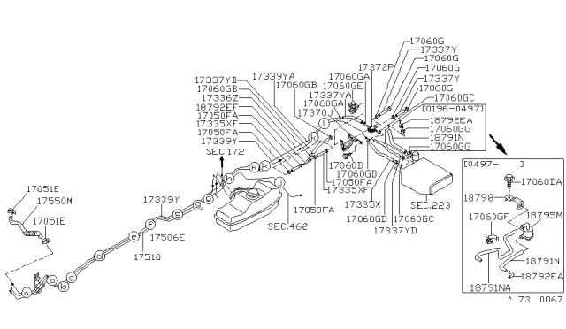1997 Nissan Hardbody Pickup (D21U) Hose-Drain CANISTER (Can To Box) Diagram for 18791-1S510
