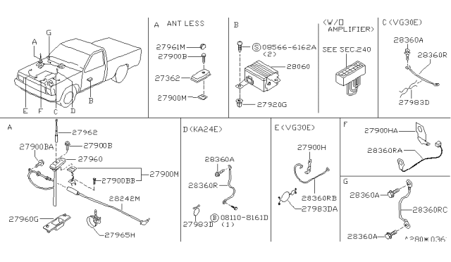 1997 Nissan Hardbody Pickup (D21U) Audio & Visual Diagram 1