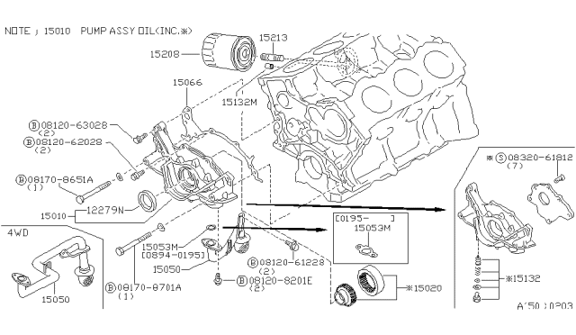 1996 Nissan Hardbody Pickup (D21U) Bolt-Hex Diagram for 08170-8651A
