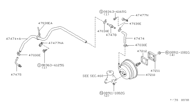 1997 Nissan Hardbody Pickup (D21U) Hose-Booster Diagram for 47474-0S200