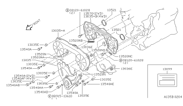 1996 Nissan Hardbody Pickup (D21U) Cover-Dust Lower Diagram for 13500-12G00