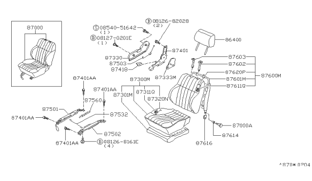 1997 Nissan Hardbody Pickup (D21U) Front Seat Diagram 3