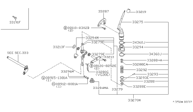 1995 Nissan Hardbody Pickup (D21U) Transfer Control Parts Diagram