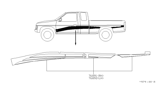 1996 Nissan Hardbody Pickup (D21U) Stripe Set-Accent,RH Diagram for K9038-3B200