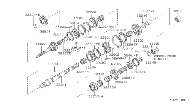 1995 Nissan Hardbody Pickup (D21U) Transmission Gear Diagram 6