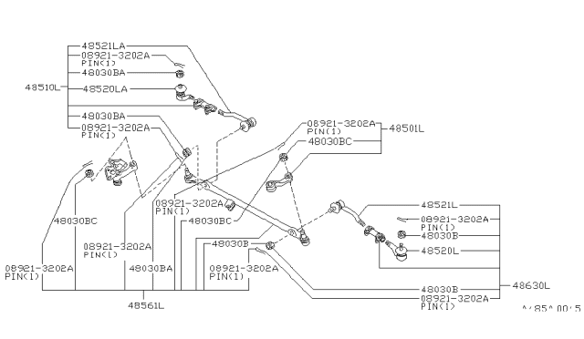 1996 Nissan Hardbody Pickup (D21U) Steering Linkage Diagram 1