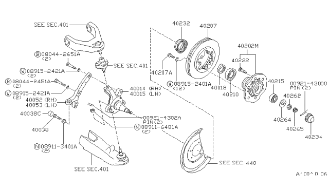 1996 Nissan Hardbody Pickup (D21U) Front Axle Diagram 1