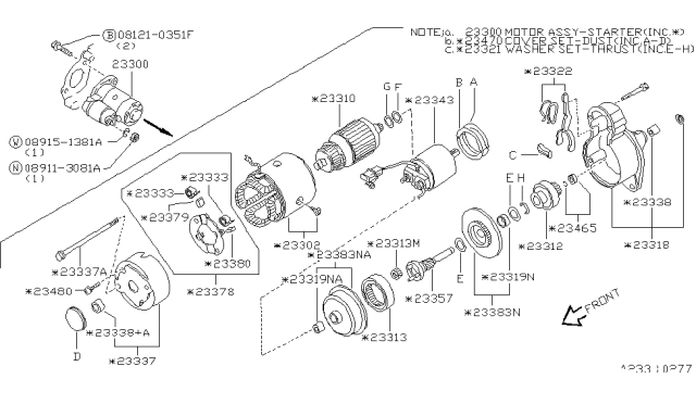 1997 Nissan Hardbody Pickup (D21U) Lever Set-Shift Diagram for 23322-42L10