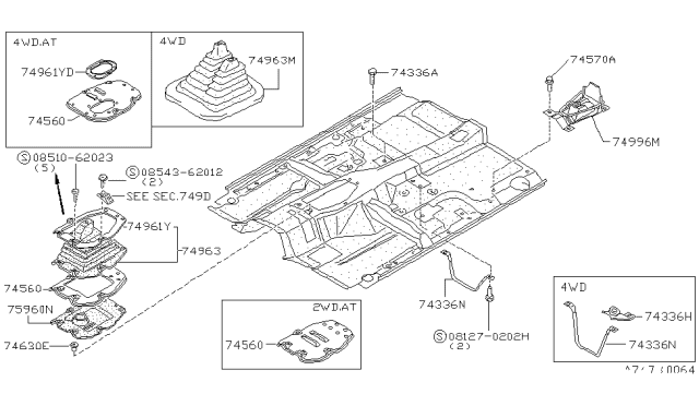 1997 Nissan Hardbody Pickup (D21U) Floor Fitting Diagram 1