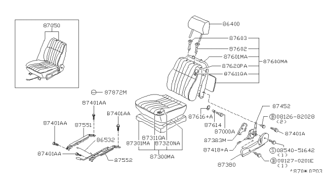 1997 Nissan Hardbody Pickup (D21U) Front Seat Diagram 4