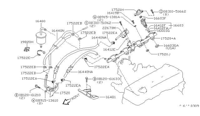 1995 Nissan Hardbody Pickup (D21U) Fuel Strainer & Fuel Hose Diagram 1