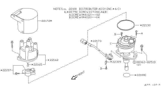 1995 Nissan Hardbody Pickup (D21U) Distributor & Ignition Timing Sensor Diagram 2