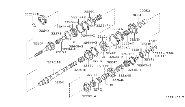 1997 Nissan Hardbody Pickup (D21U) Transmission Gear Diagram 5