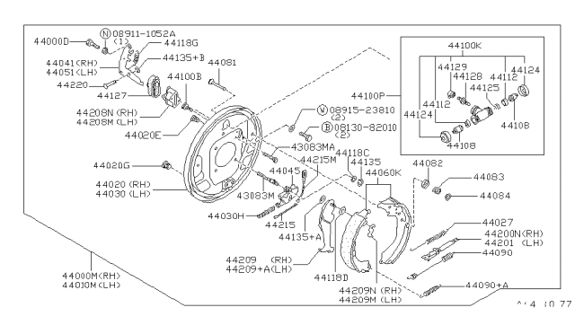 1996 Nissan Hardbody Pickup (D21U) Rear Brake Diagram 2