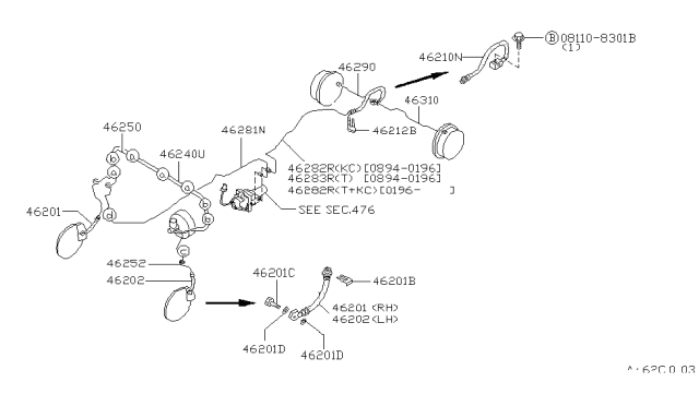 1996 Nissan Hardbody Pickup (D21U) Brake Piping & Control Diagram 6