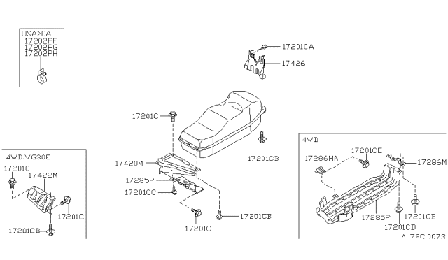 1996 Nissan Hardbody Pickup (D21U) Bracket-Fuel Diagram for 17420-11G01