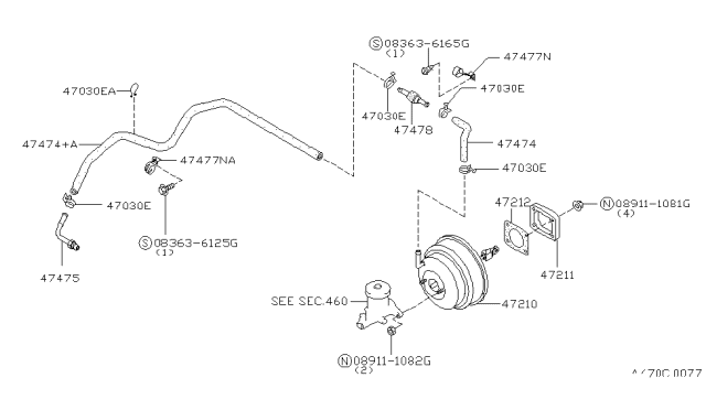 1997 Nissan Hardbody Pickup (D21U) Brake Servo & Servo Control Diagram 1