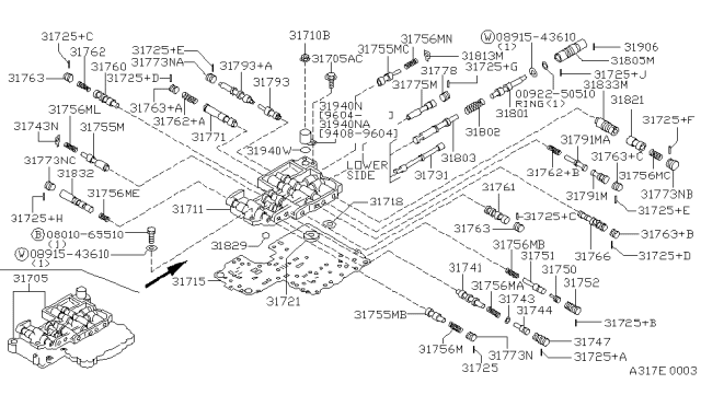 1997 Nissan Hardbody Pickup (D21U) SOLENOID Assembly-Overdrive Diagram for 31940-48X00