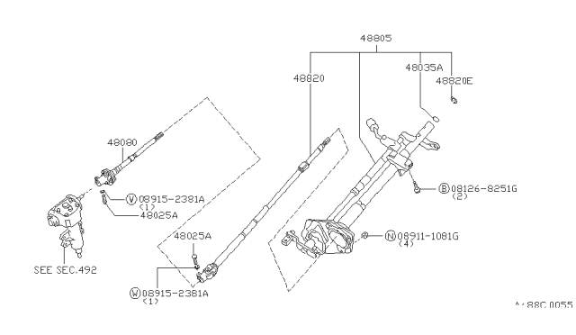 1996 Nissan Hardbody Pickup (D21U) Steering Column Diagram 5