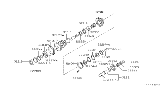 1995 Nissan Hardbody Pickup (D21U) Transmission Gear Diagram 2