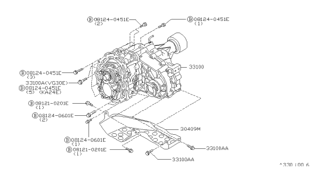 1996 Nissan Hardbody Pickup (D21U) Transfer Assembly & Fitting Diagram 1