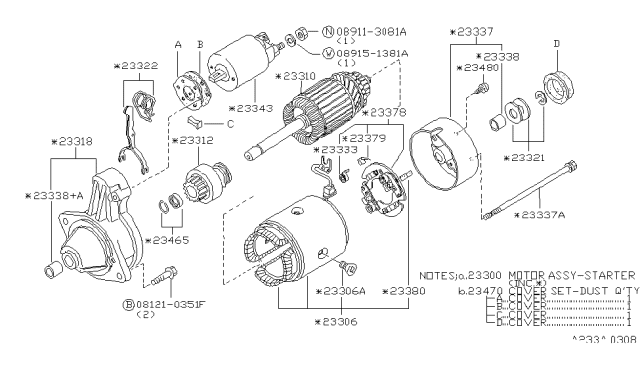 1995 Nissan Hardbody Pickup (D21U) Starter Motor Diagram 1