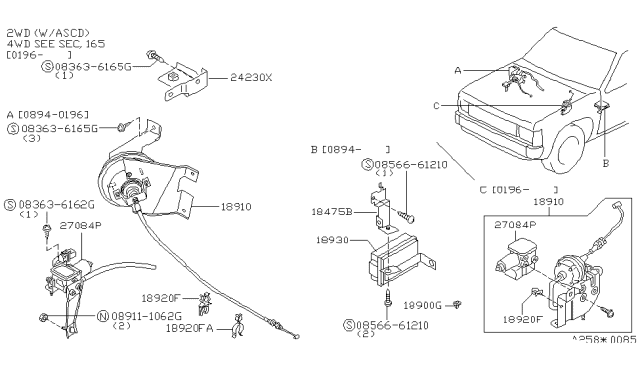 1997 Nissan Hardbody Pickup (D21U) Pump-Vacuum Ascd Diagram for 18956-89916