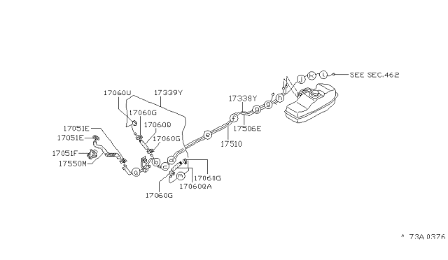 1995 Nissan Hardbody Pickup (D21U) Breather Tube Diagram for 17338-3B800