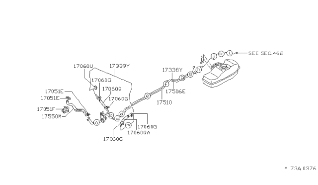 1996 Nissan Hardbody Pickup (D21U) Fuel Piping Diagram 7